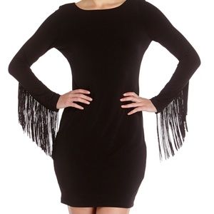 Jessica Simpson Long Sleeve Fringe LBD
